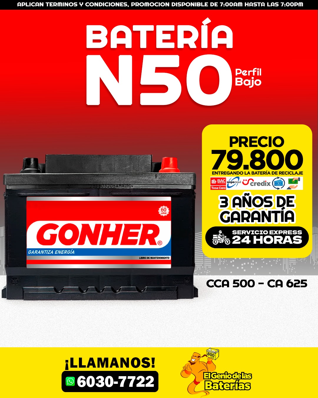 Baterias Gonher 42R/ N50 PREFIL BAJO