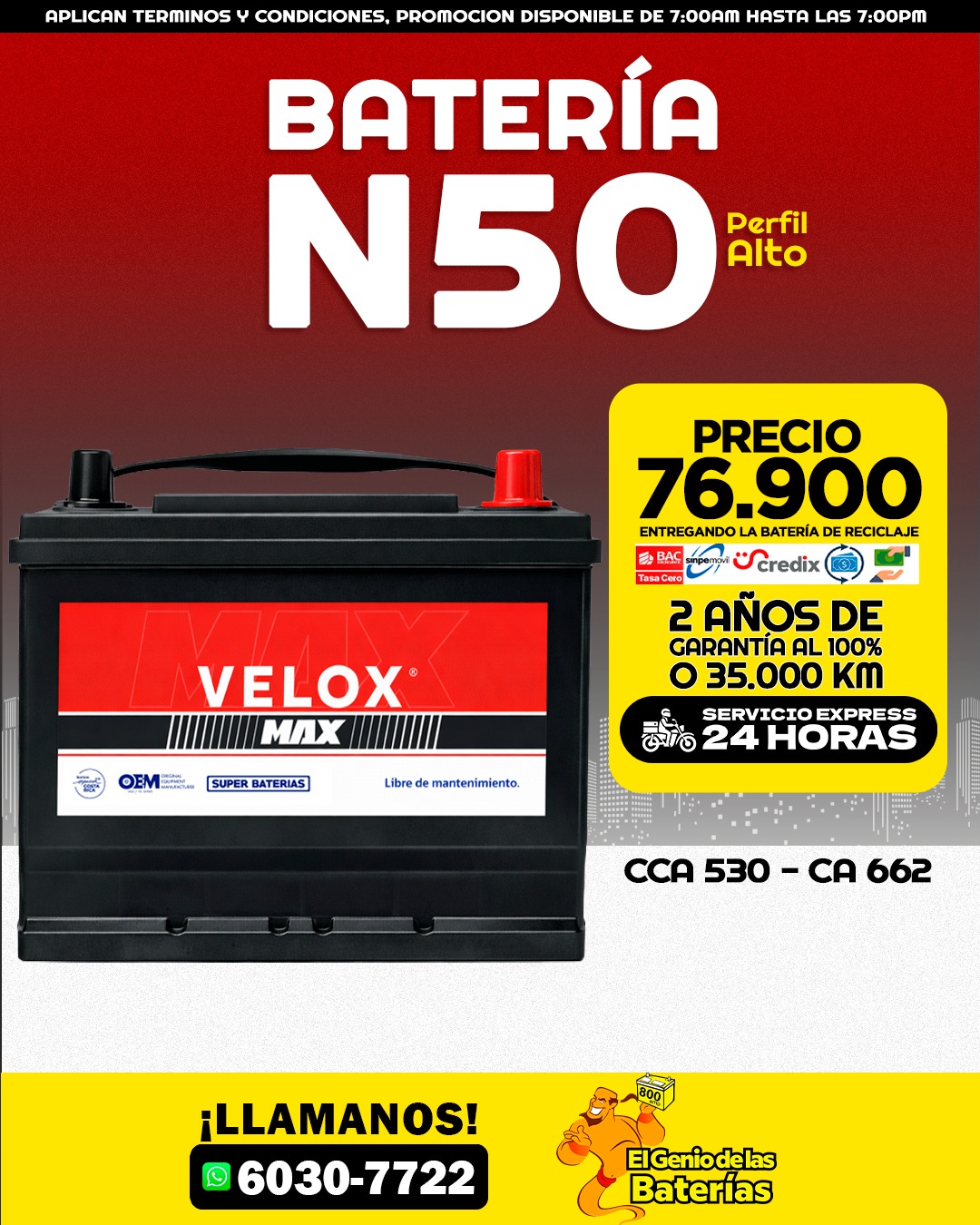 Batería Velox Max N50/24R