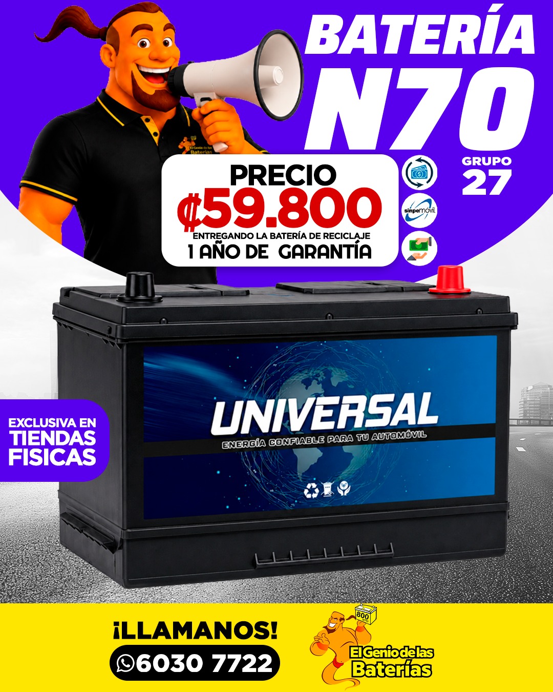 Bateria Universal 27/N70