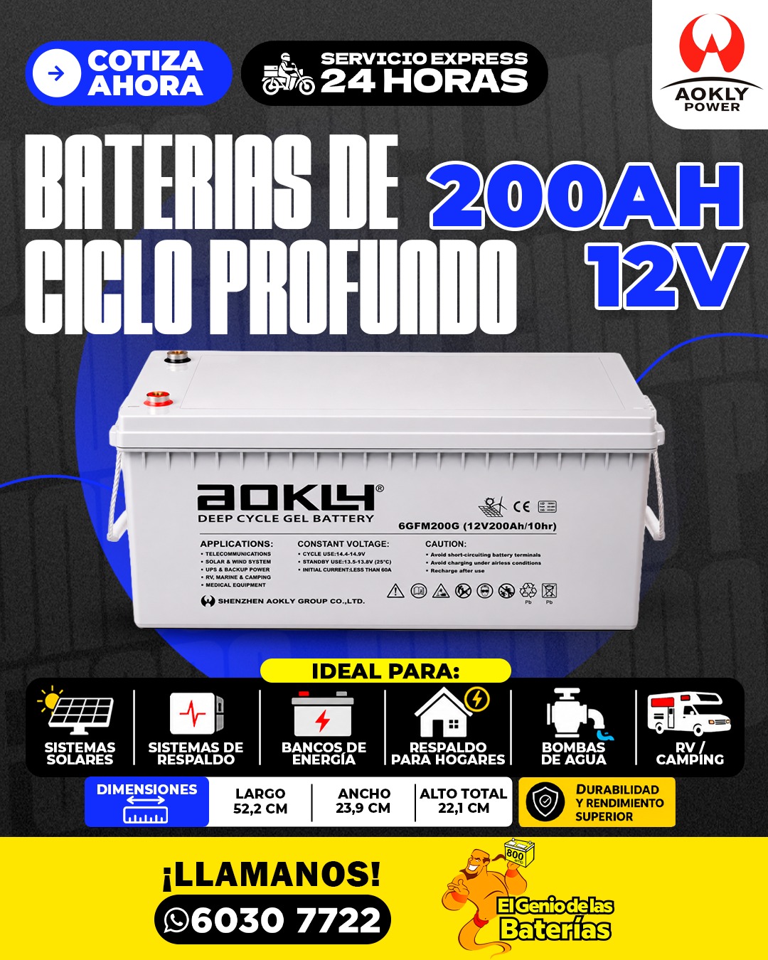 Batería AOKLY  - 200AH 12V