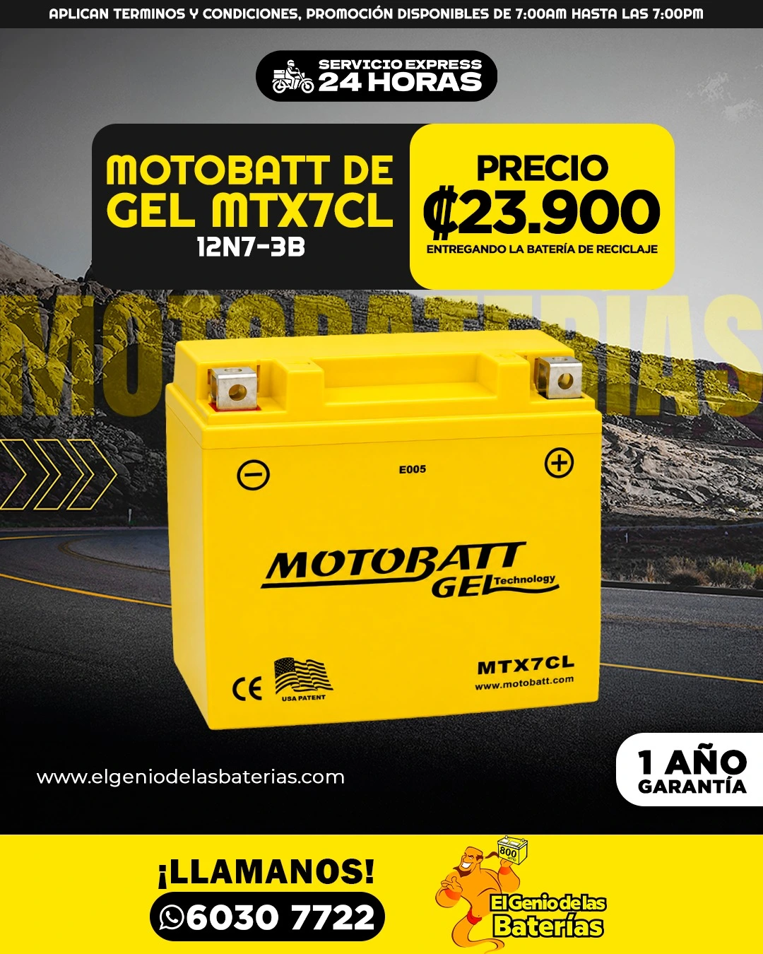 Bateria MOTOBATT - MTX7CL - 12N7 - 3B