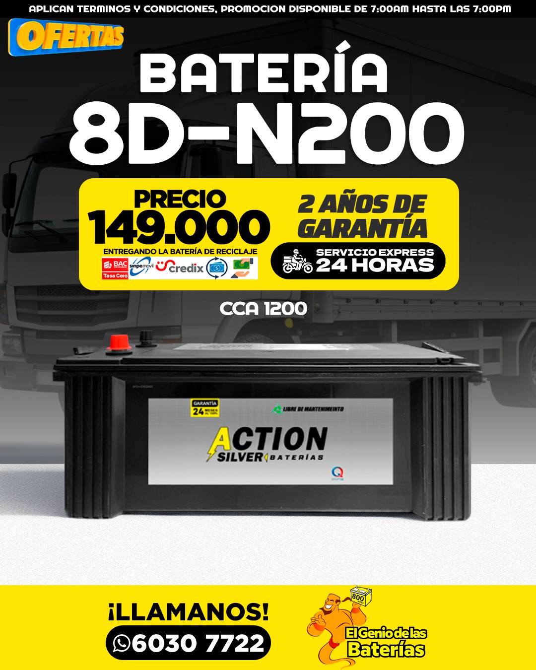 Batería  ACTION SILVER - 8D/N200