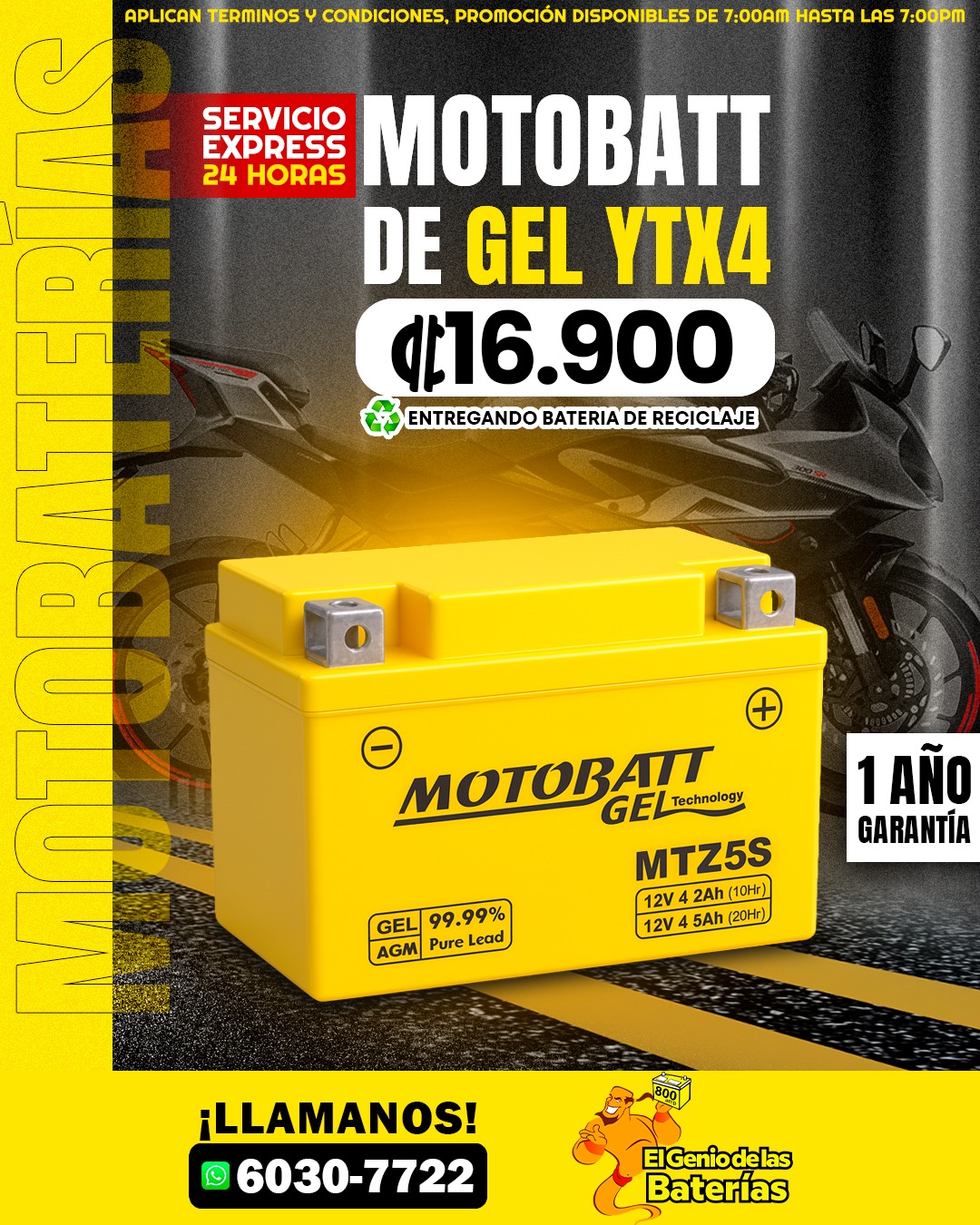 BATERIA MOTOBATT YTX4