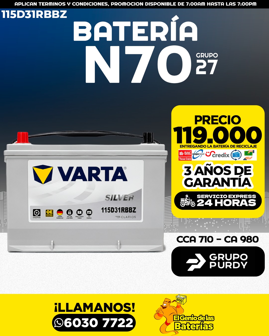 Batería VARTA -  27/N70 M