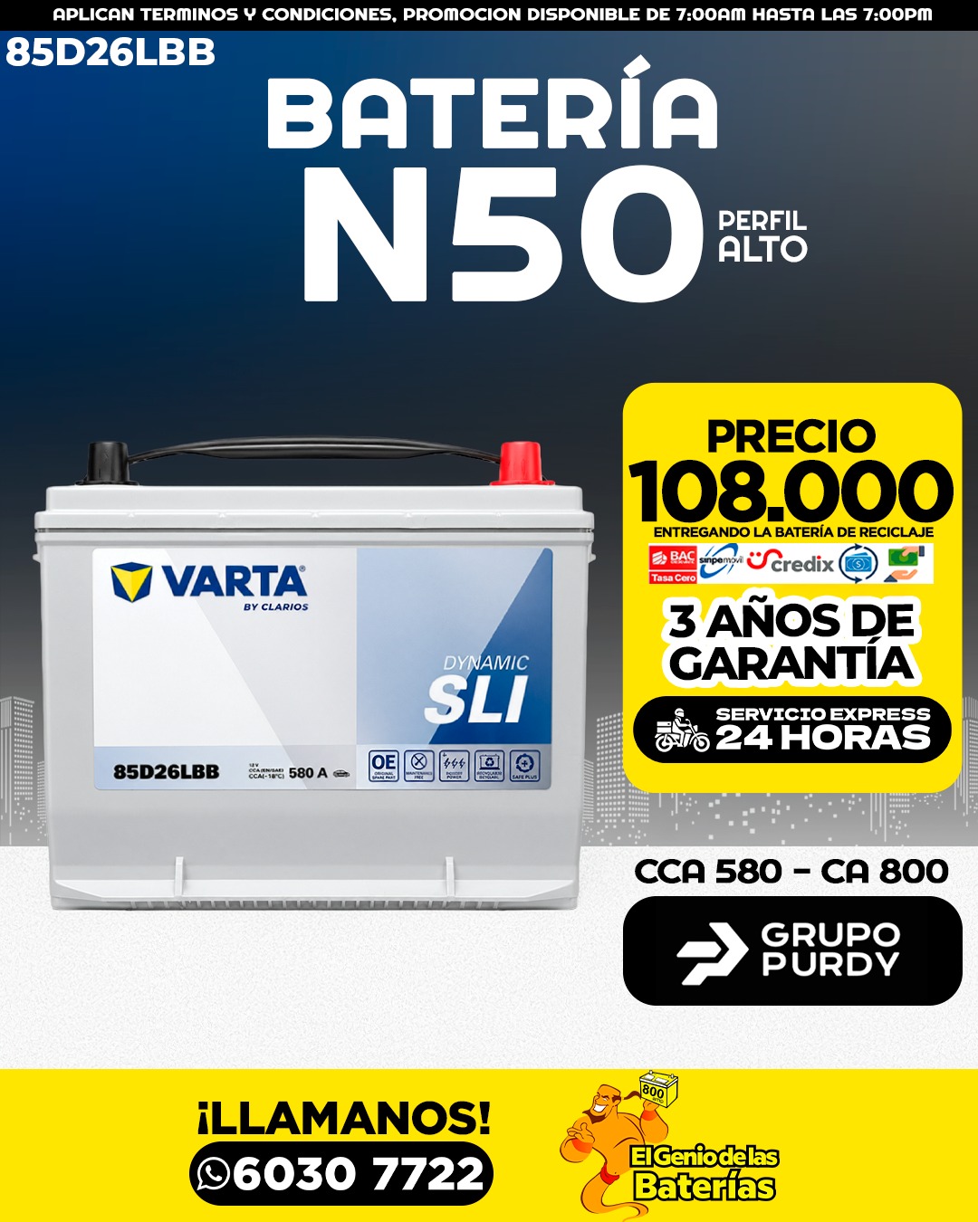 Batería VARTA - 24/N50 perfil alto R