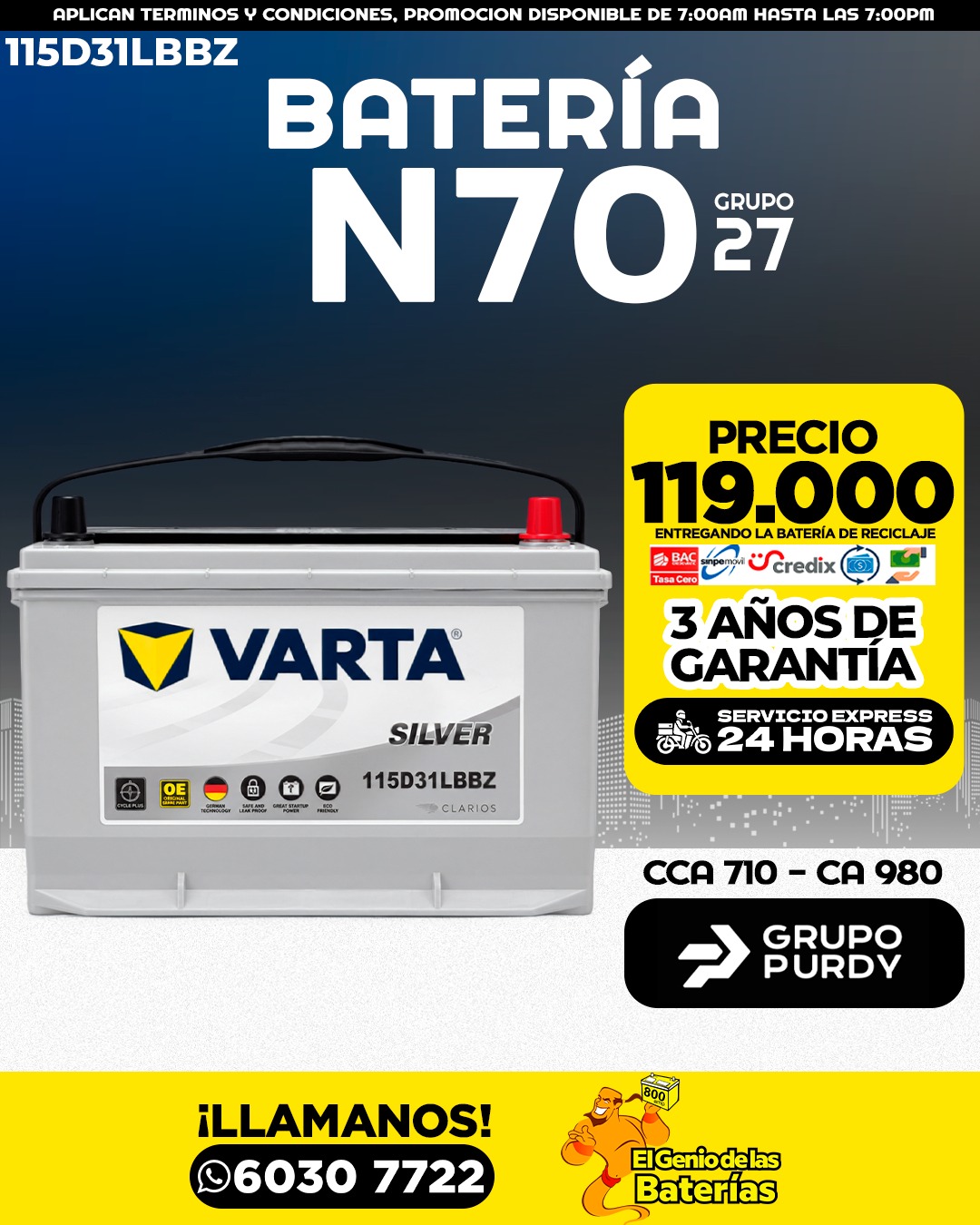 Batería VARTA -  27/N70 R