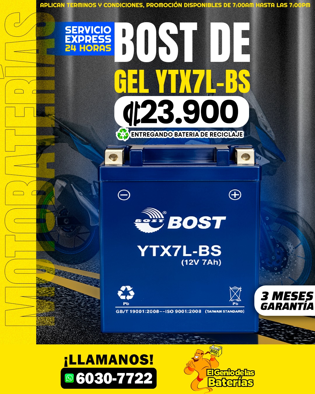 Baterias Bost YTX7L-BS