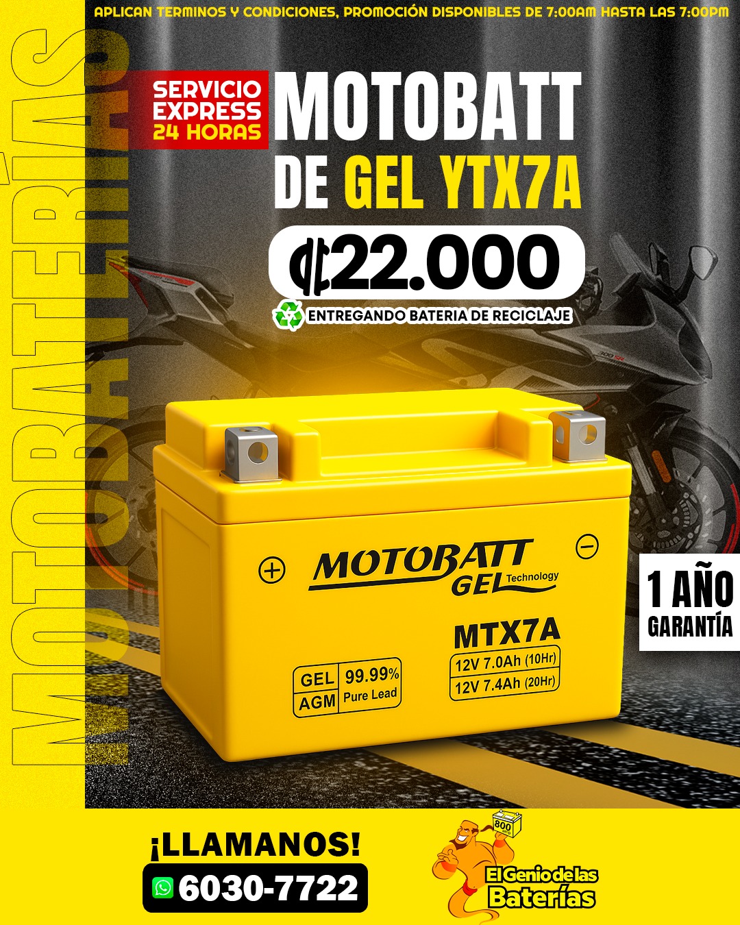 BATERIA MOTOBATT YTX7A