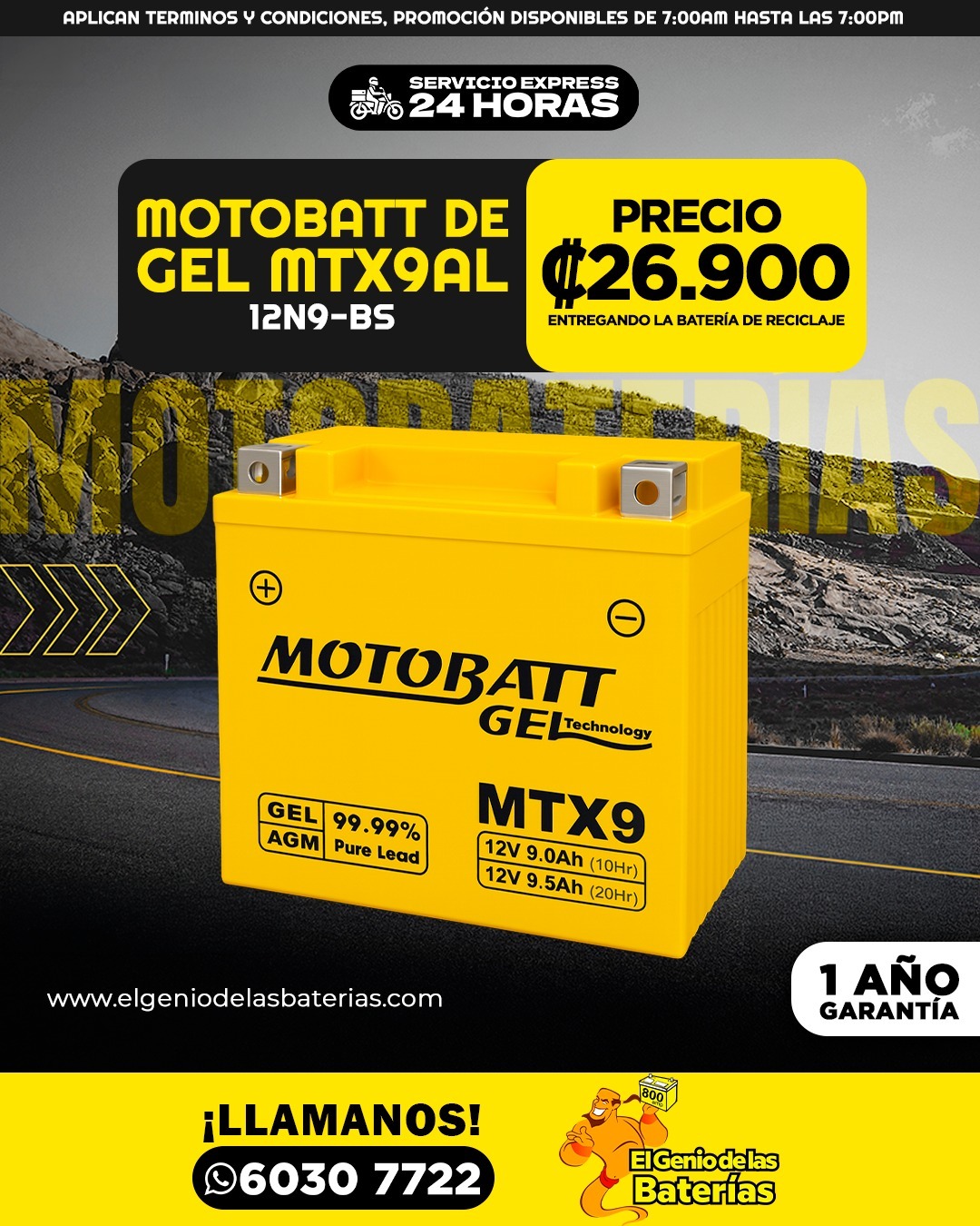 Batería MOTOBATT - MTX9 - 12N9